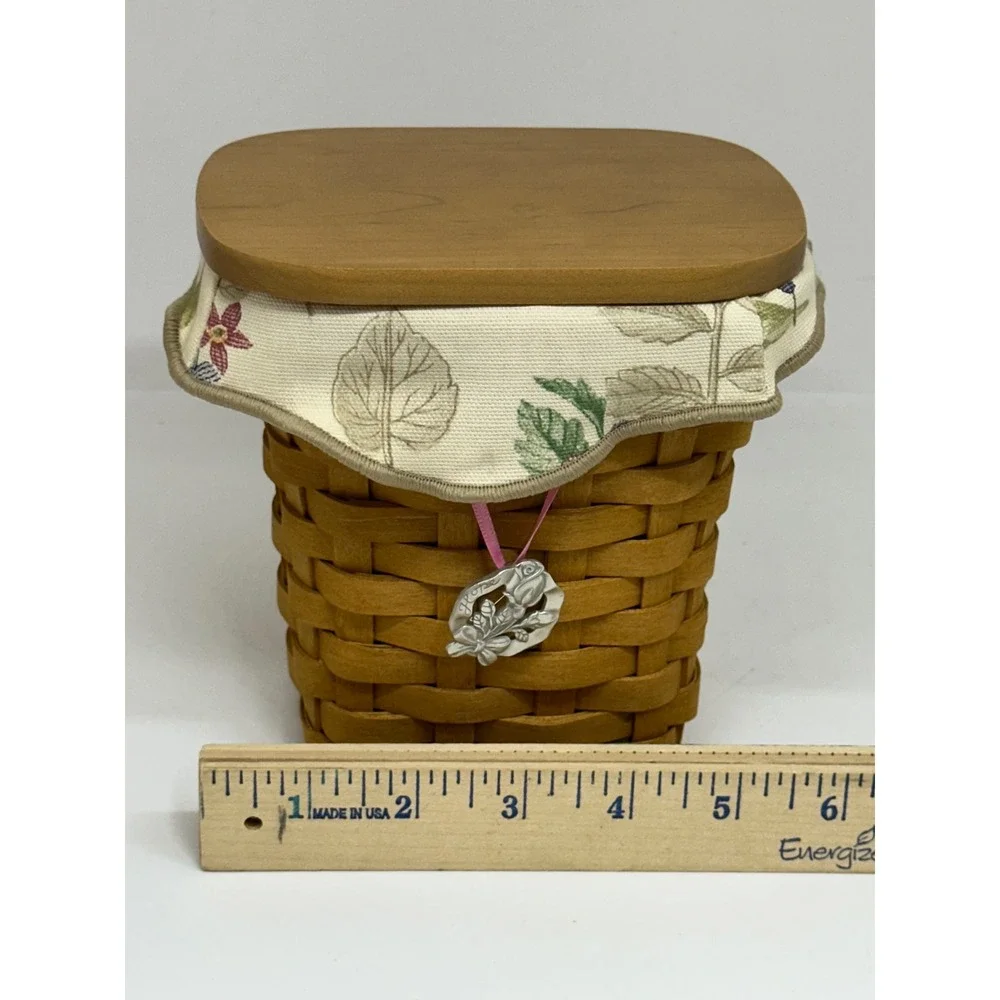 VTG Longaberger Horizon of Hope Basket Brown Woven Wood Lid Liner Tie-On 2004